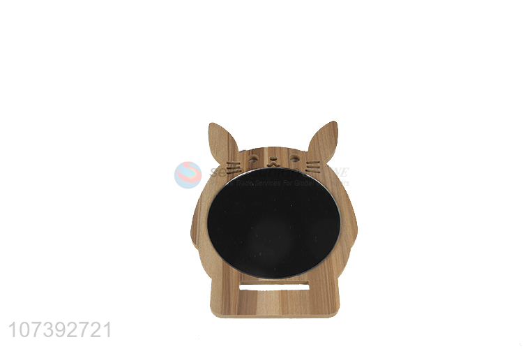 Direct Price Cute Cartoon Wooden Single Side Desktop Makeup Mirror