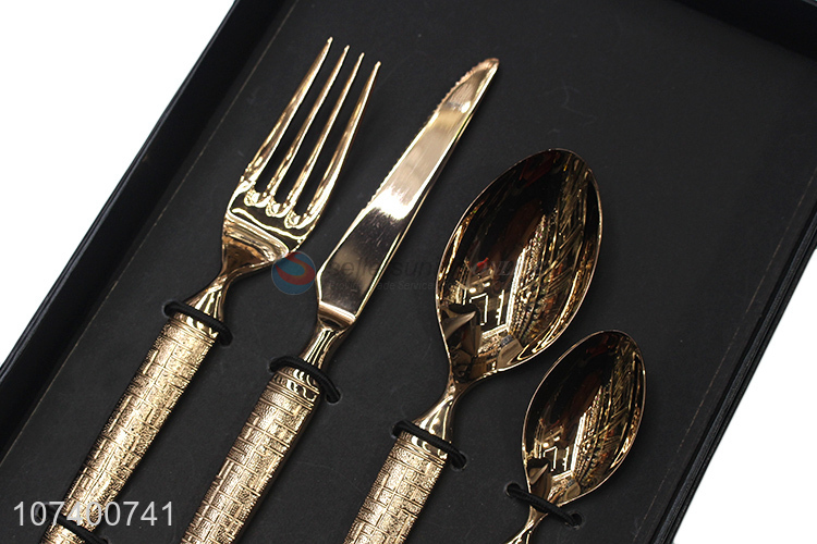 Latest arrival deluxe stainless steel cutlery metal dinnerware set