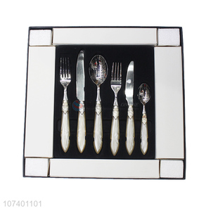 Luxury deluxe acrylic stainless steel cutlery metal dinnerware set