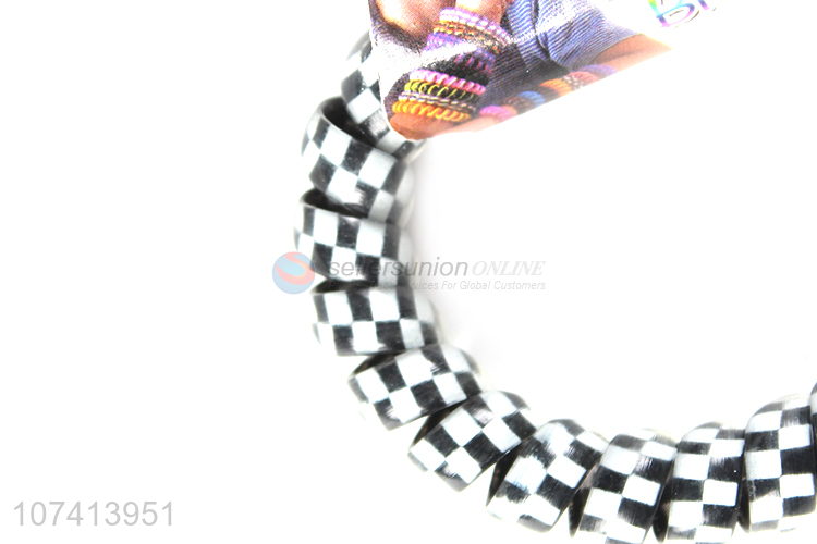 Hot selling checks printed elastic telephone wire bracelet for kids