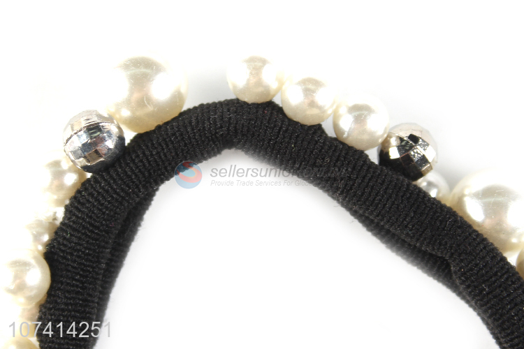 Latest style chic hair rope elastic hair band with pearls