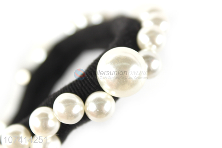 Latest style chic hair rope elastic hair band with pearls