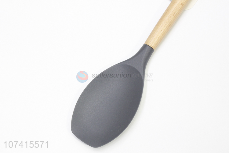 High Quality Wooden Handle Silicone Long Meal Spoon