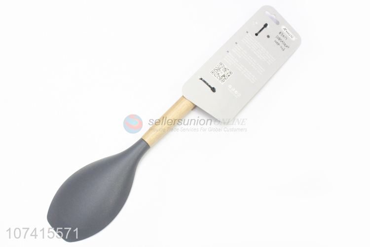 High Quality Wooden Handle Silicone Long Meal Spoon