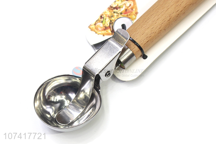 Hot Sale Stainless Steel Ice Cream Scoop With Wooden Handle