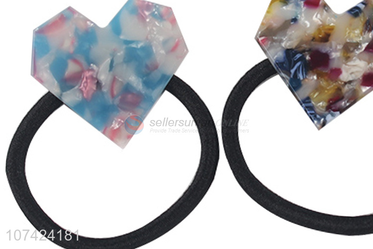 Latest style cellulose acetate sheet hair rings heart hair ties