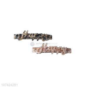 Fashionable design cellulose acetate sheet barrette letters hair clips