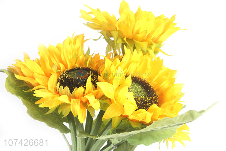 Good quality indoor decoration aritificial sunflower fabric cloth flower