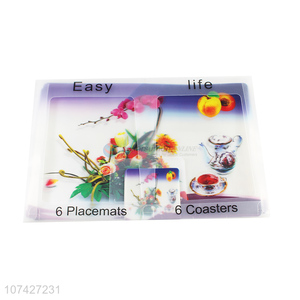 Factory price eco-friendly pp table mat set of 6 placemats and 6 coasters