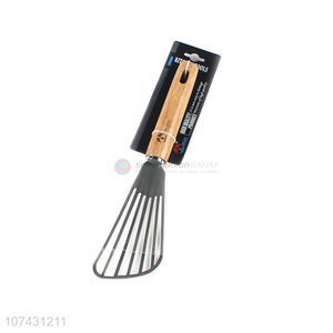 Wholesale Bamboo Handle Multifunction Kitchen Cooking Stainless Steel Leakage Shovel