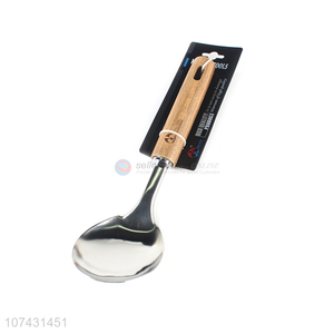 Premium Quality Bamboo Handle Stainless Steel Rice Spoon Meal Spoon