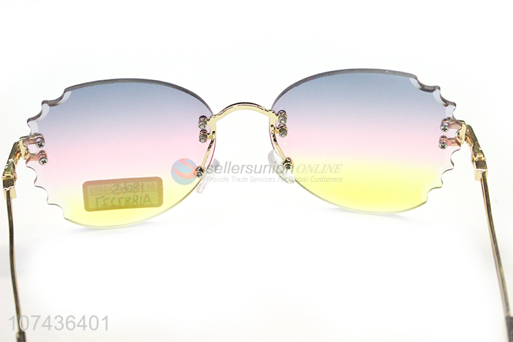 Latest style fashion gradient ladies sunglasses frameless sunglasses