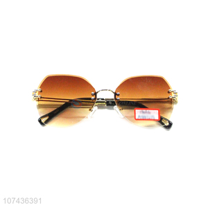 High quality gradient rimless lens women sun glasses uv 400 sunglasses