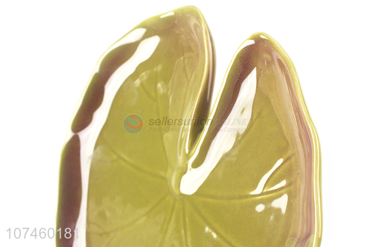 High Quality Simulation Lotus Leaf Ceramic Decoration Crafts