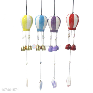 New design creative hot-air balloon shape wind chimes ceramic crafts for decoration