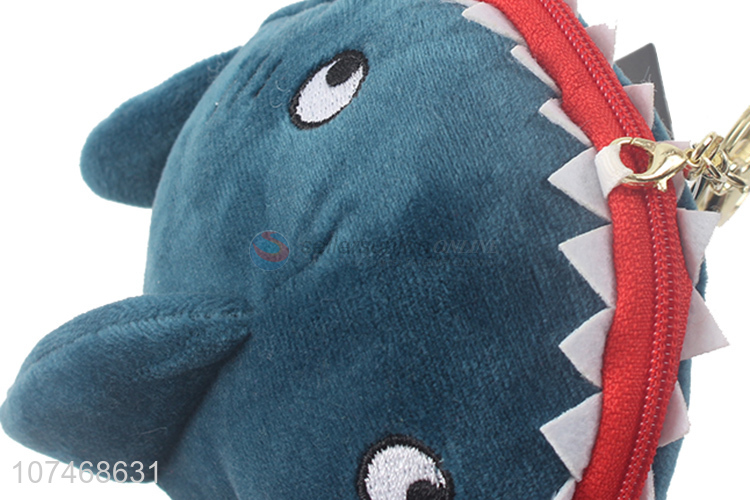 Good quality cute cartoon shark coin purse with key ring