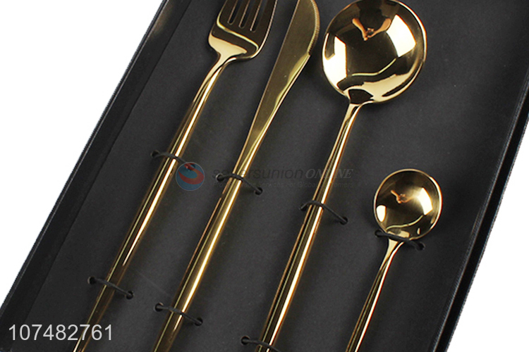 High Quality Gold Cutlery Stainless Steel Knife Fork Spoon Gift Set