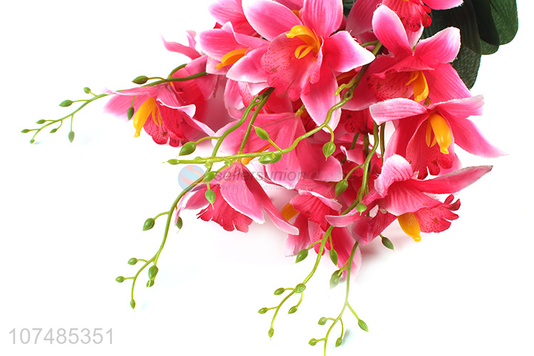 Premium products indoor decoration 5 heads plastic orchid artificial bouquet