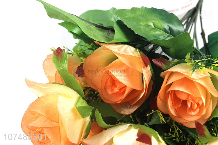 Good quality indoor decoration 12 heads plastic rose artificial bouquet