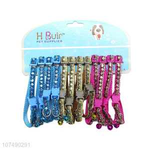 China manufacturer pet products fashion woven dog collar with sequins