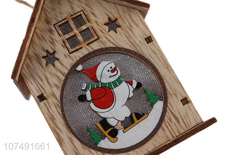 New Product Hanging Led Light Wooden House Pendant For Christmas Decoration