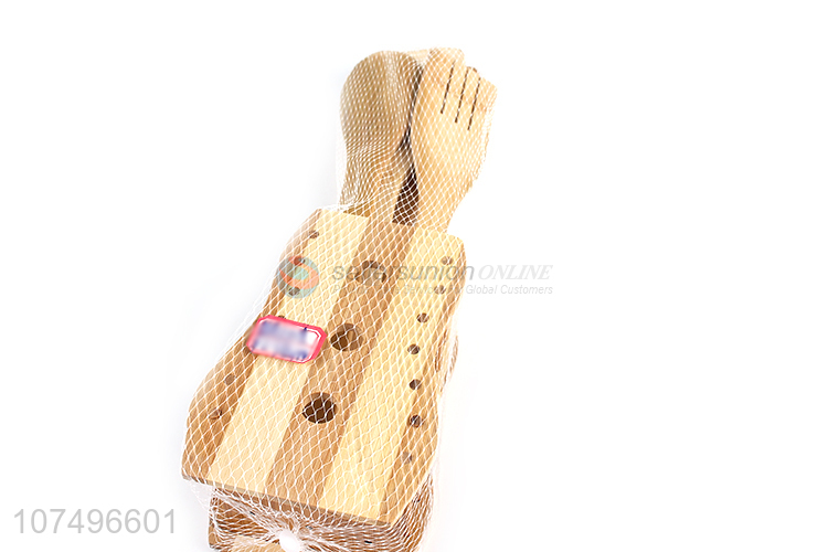 Bottom price kithen accessories natural bamboo turner set with holder