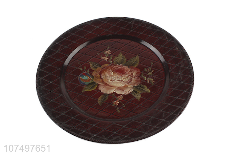 Hot Sale Flower Pattern Round Food Serving Plate Decorative Plate