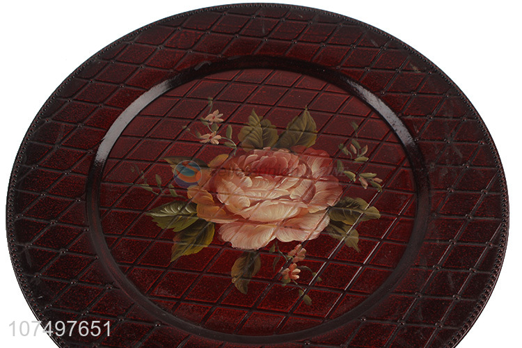 Hot Sale Flower Pattern Round Food Serving Plate Decorative Plate