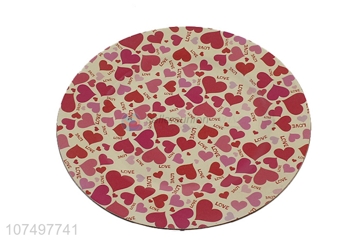 Wholesale Love-Heart Printing Plastic Food Serving Plate