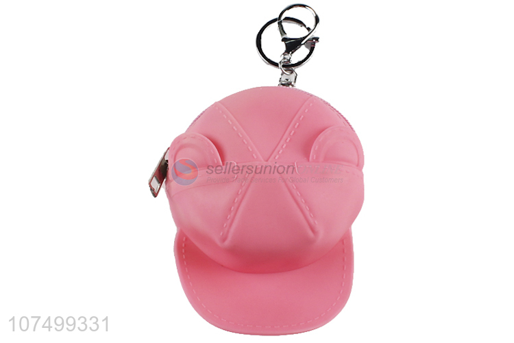 Hot Sale Baseball Cap Shape Silicone Coin Purse With Key Chain