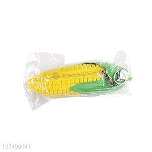 New Style Corn Shape Silicone Pen Bag With Zipper And Key Chain