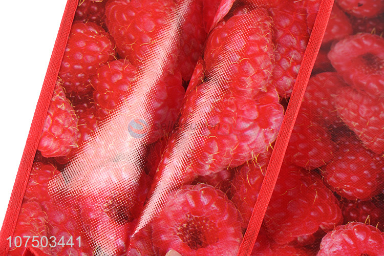 Promotional price non-woven raspberry pattern printed tote shopping bag