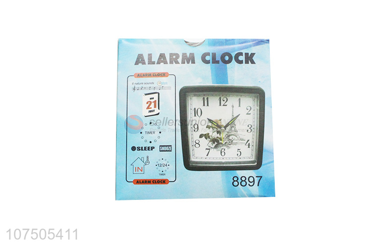 Cheap Price Square Shape Fashionable Plastic Wake Up Quartz Alarm Clock