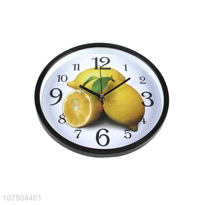 Factory Price Lemon Fruit Pattern Round Wall Clock For Home Decoration