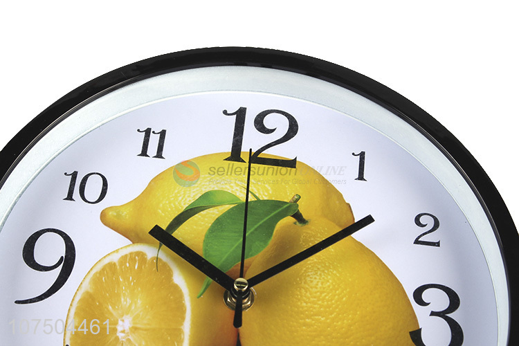 Factory Price Lemon Fruit Pattern Round Wall Clock For Home Decoration