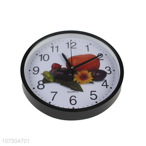 Premium Quality Vegetables Pattern Design Round Shape Quartz Wall Clock