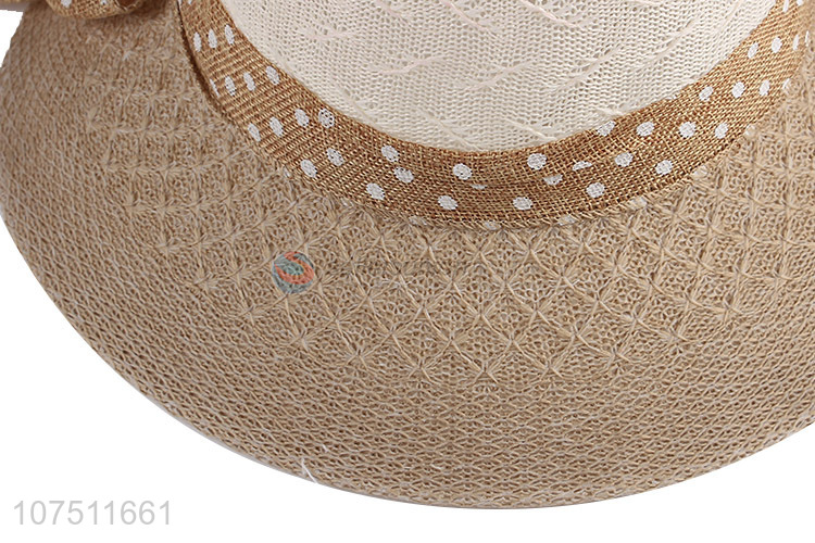 Good quality graceful summer knitting women sun hat with ribbon