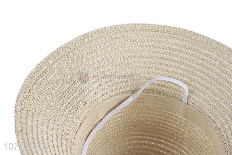 China factory kids travel paper straw hat sun hat with flower