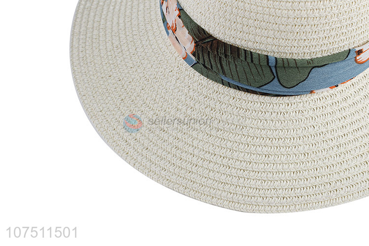 Low price graceful ribbon straw hat sun hat for ladies