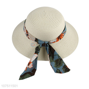 Low price graceful ribbon straw hat sun hat for ladies