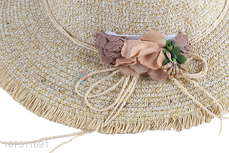 Promotional exquisite ladies paper straw hats women sun hat