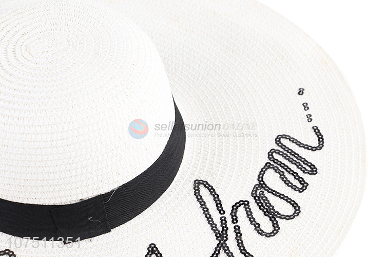 Promotional ladies outdoor travel paper straw hat sun hat