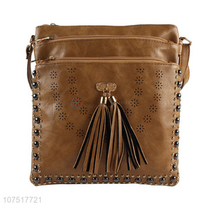 Wholesale PU Leather Shoulder Bag With Tassel Zipper