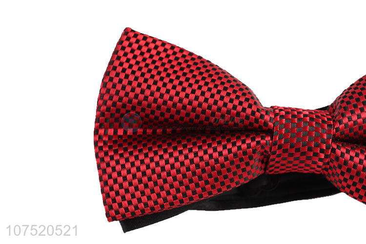 Good quality chic check pattern men's bow tie