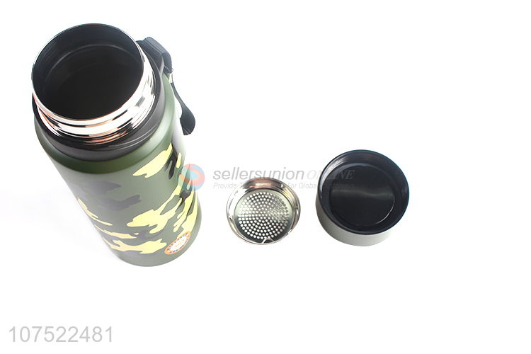 Private label camouflage color stainless steel thermal cup portable water bottle