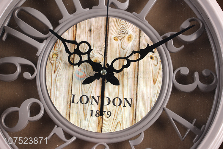 Latest design modern hollowed-out wall clock no-punch bedroom round clock quartz clock