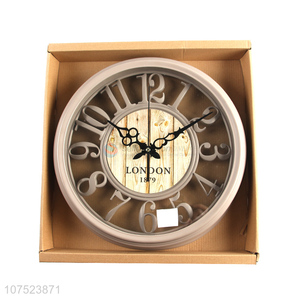 Latest design modern hollowed-out wall clock no-punch bedroom round clock quartz clock