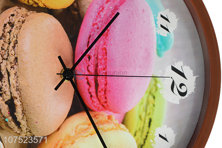 Hot selling decorative macarons pattern bedroom wall clock classroom plastic quartz clock