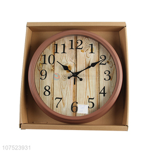 Popular products decorative bedroom wall clock living room wood grain wall clock