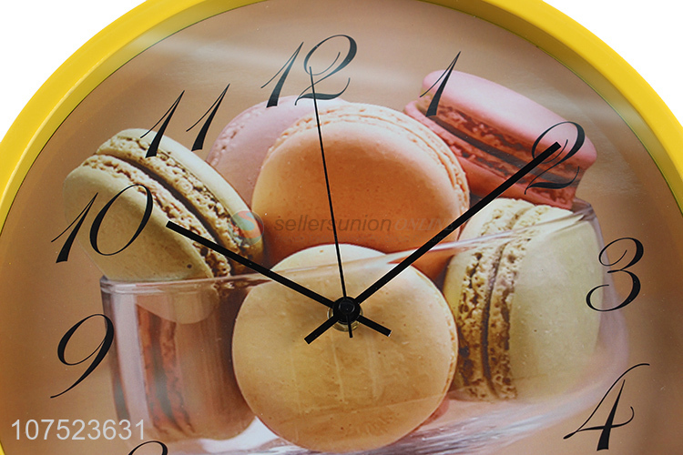 Competitive price fashionable wall clock macarons pattern quartz clock for beadroom decoration